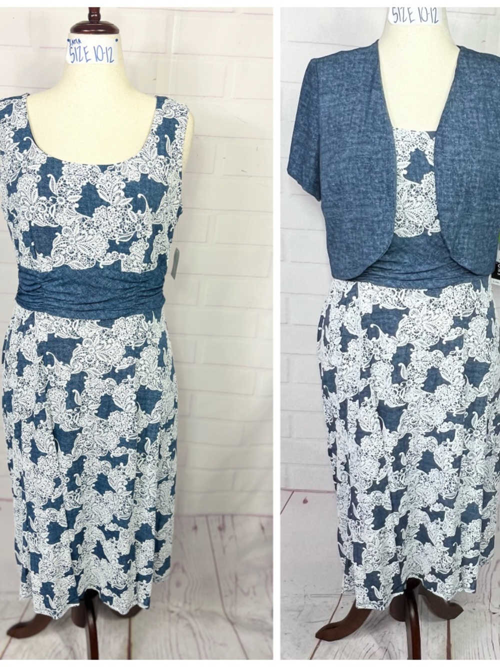 NWT($74)🤩 |•PERCEPTIONS•| Sleeveless Dress w/ Over Coat Size Large